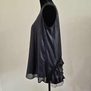 Elegant Black Rola Dolls Size M Back Ruffle Tank Sleeveless Top